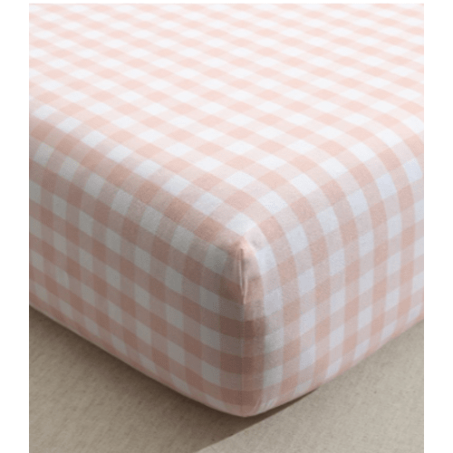 Gingham Organic Crib Fitted Sheet Blush