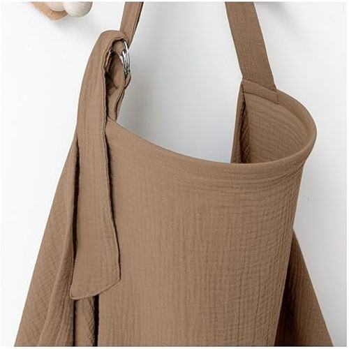 Muslin Nursing Covers for Breastfeeding, Privacy Breast Feeding Cover with Arch Neckline for Mom and Baby, Breathable 100% Cotton Nursing Apron Multi-use Stroller Cover