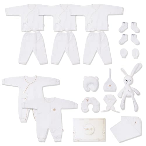 Neo Life 20-Piece Bunny Winter Organic Cotton Baby Gift Set – Luxury Baby Shower Layette Hamper, Newborn Essentials, Unisex 3-6 Months