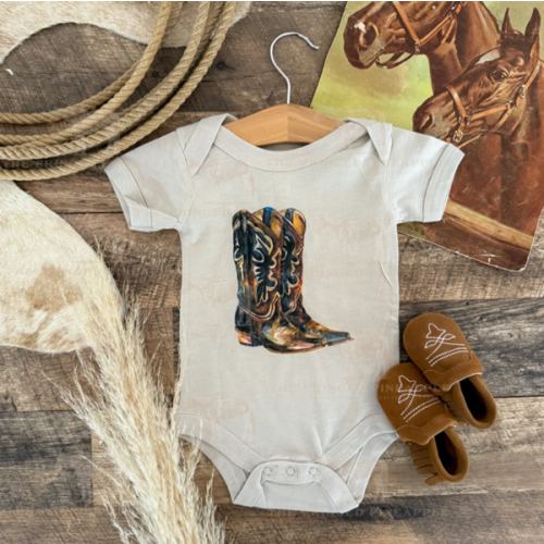 These Boots Dark Onesie(infant)(cream)