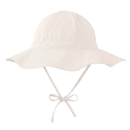 Zanarzt Toddler Bucket Beach Sun Hat Baby Sun Hat UPF 50+ Toddler Sun Protection Bucket Hats for Boys Girls Infant Wide Brim Beach Hat Baby Bucket Hat Beige,6-12 Months