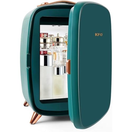 KFO Mini Fridge 6L| Pro-Style Beauty Fridge for Bedroom & Makeup | 6°C Cooling + 20dB Ultra-Quiet | 8-Can Drink or Cosmetic Storage & Adjustable Shelf