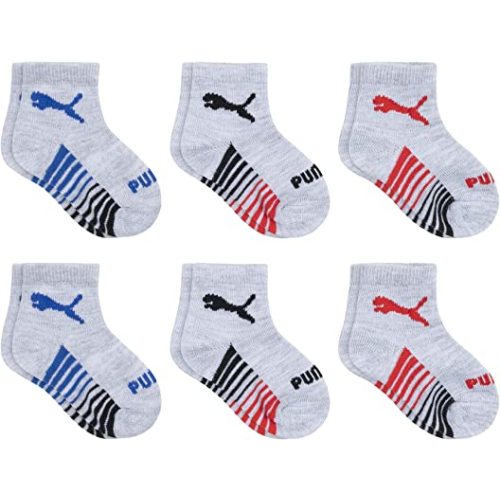 PUMA unisex-baby 6 Pack Infant Anklet Socks