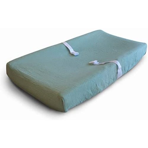mushie Extra Soft Muslin Fitted Changing Pad Cover (Roman Green)