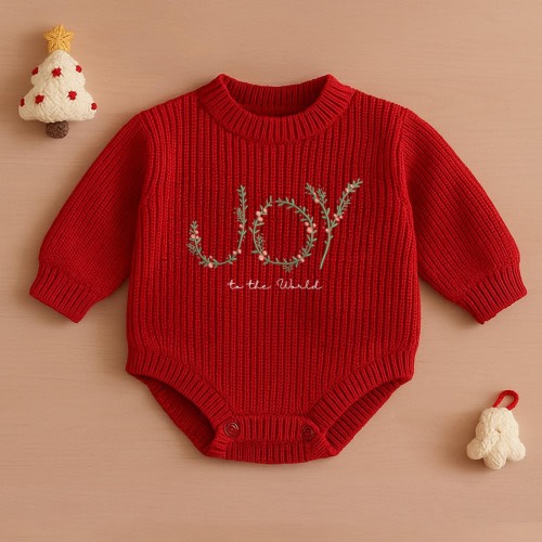 Personalized Christmas Baby Romper, Joy to the World Embroidery Romper, Baby Shower Gift, Newborn Outfit, Baby First Christmas