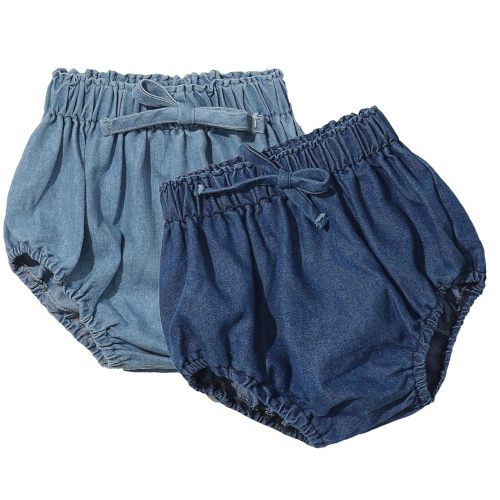 Colorful Childhood Toddler Denim Bloomers Shorts Baby Girls Boys Loose Harem Shorts 2pcs