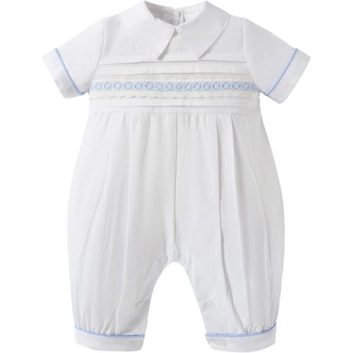 Booulfi Baptism Christening Outfits for Boys Easter White Romper Baby Romper Church Newborn Clothes