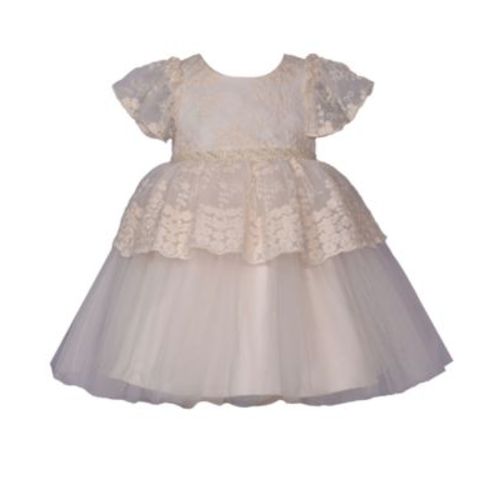 Baby Girls Embroidered Lace Peplum Party Dress