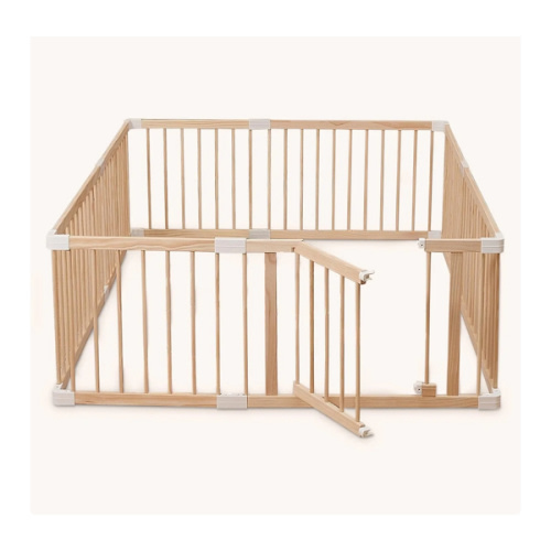 HARPPA Wooden Baby Gate Playpen | Non-Toxic Foldable DIY Adjustable Play Yard for Infants & Toddlers – Natural Finish Baby Fence for Small & Large Spaces