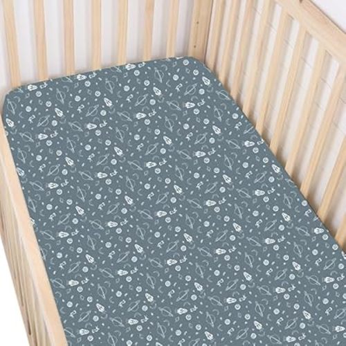 GUNAMUNA Unisex Baby Crib Sheets, Soft Crib Covers, One Size Fits Most, Space