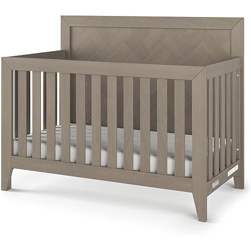 Child Craft Kieran 4-in-1 Convertible Crib, Baby Crib Converts to Day Bed, Toddler Bed and Full Size Bed, 3 Adjustable Mattress Positions, Non-Toxic, Baby Safe Finish (Crescent Gray)
