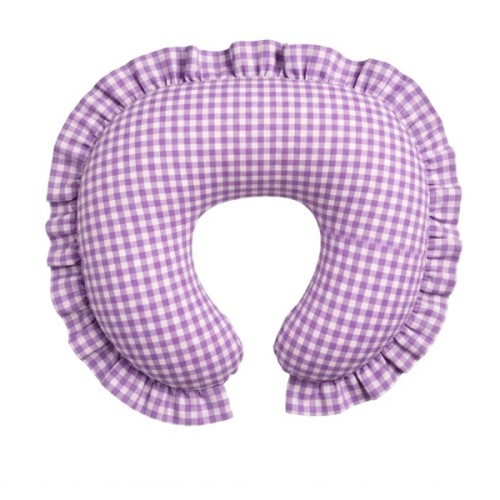 Purple Gingham Ruffle Nursing Pillow Cover