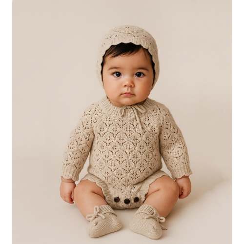 White Vintage Pearl Lacey Romper – Olive and Cradle