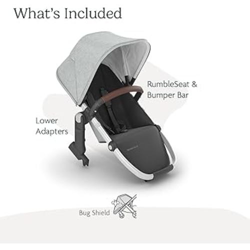Amazon.com : UPPAbaby RumbleSeat V2+ Second Lower Seat/Compatible with Vista V2 and Vista V3 / Adapters, Bumper Bar, Bug Shield Included/Gregory (Blue Mélange/Silver Frame/Saddle Leather) : Baby