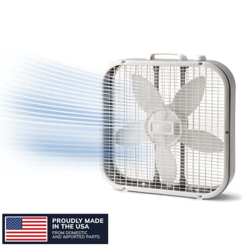 "Lasko 20"" Metal Blade Box Fan, 3 Speeds, Weather-Resistant, Portable, White, B20200"