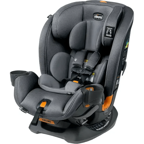 Chicco OneFit ClearTex All-in-One Car Seat, Slim Design, Rear-Facing Seat for Infants 5-40 lbs., Forward-Facing 25-65 lbs., Booster 40-100 lbs., Convertible Car Seat | Slate/Grey
