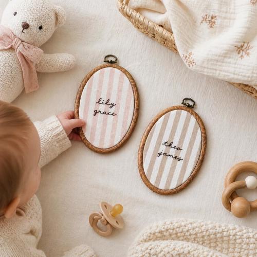 Personalized Embroidered Baby Announcement Sign, Baby Name Sign,Newborn Name Plate for Hospital,Baby Birth Announcement,  Baby Shower Gift