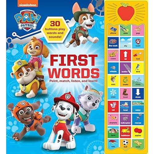 PAW Patrol Chase, Skye, Marshall, and More! First Words 30-Button Sound Book Great for Early Learning PI Kids