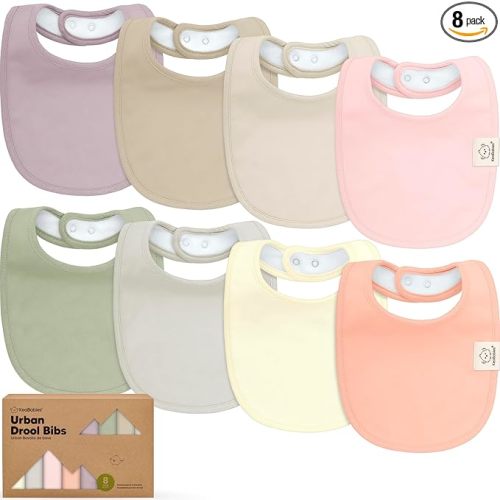 KeaBabies 8-Pack Organic Baby Bibs for Drooling and Teething (Embrace)
