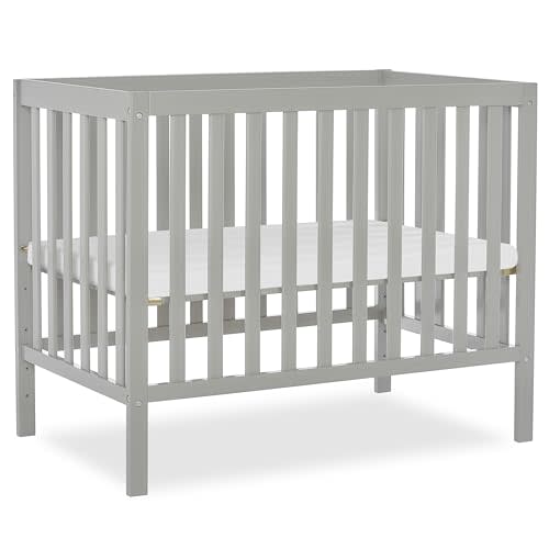 Dream On Me Edgewood 4-in-1 Convertible Mini Baby Crib in Cool Grey, GreenGuard Gold & JPMA, Non-Toxic, Compact 40×25×33″ Design, Converts to Mini Daybed & Twin Bed, 1″ Mattress Pad | Includes Mattress Pad, 3-Position Mattress Support, BSA Verified, AS...