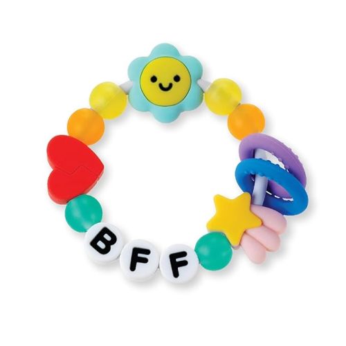 Infantino BFF Friendship Baby Teether – Soft Silicone Baby Teething Toy with Textures, Bright Colors, and Easy-Grip Design