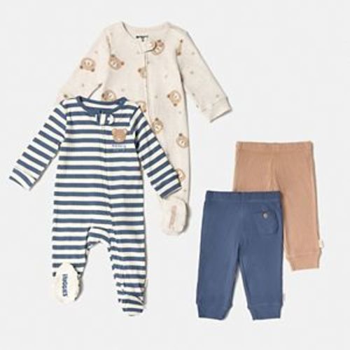 Newborn Baby Boys Huggies Babywear® 100% Organic 2-Pack Ribbed Pants & Long Sleeve Coveralls