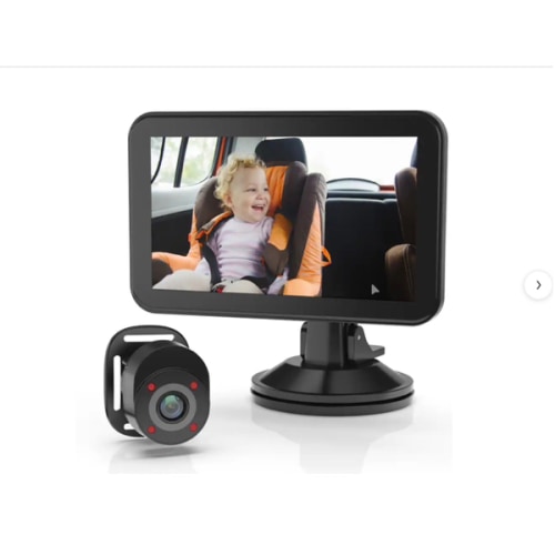 Rexing - BC500 In-Car Baby Cam with Monitor – HD 1080p & Infrared Night Vision - Black