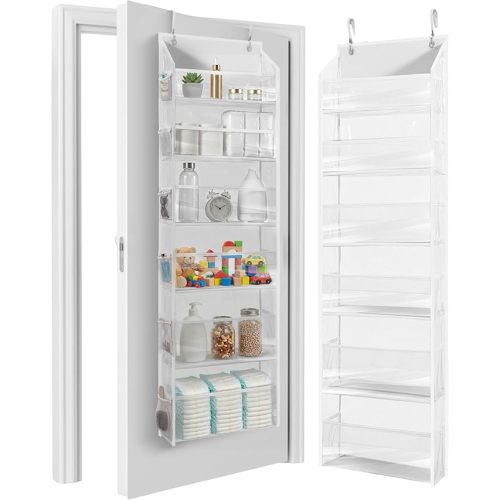 HOMELUX THEORY - Organizador colgante sobre la puerta, 1 pieza, resistente, 55 x 14 x 6.7 pulgadas, 6 bolsillos frontales grandes, 12 laterales, para clóset, dormitorio, baño, cuarto de bebé (marfil)
