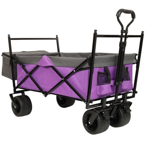 Vynxaria 480lbs Collapsible Wagon With Canopy,wagon Stroller With 7" All-terrain Wheels, Lightweight Foldable Wagon, Large Capacity£¬purple