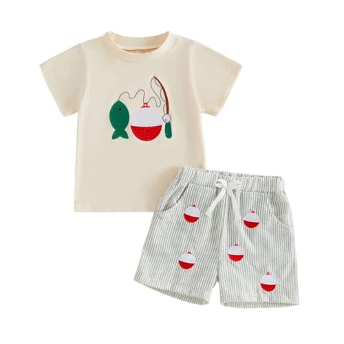 Kaipiclos Baby Boys Clothes Toddler Summer Outfits Short Sleeve Duck Print Pocket T-Shirt Tops and Shorts Farm Baby Clothes