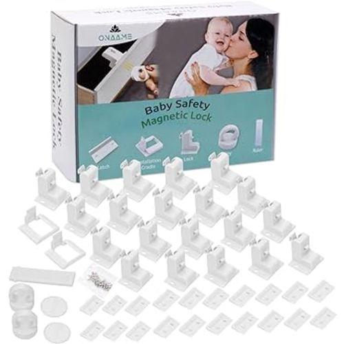Child Safety Magnetic Cabinet Locks (12 Locks and 2 Keys)- Baby Proof Drawer Locks for Cupboard, Kitchen Bedroom | Easy to Install Child Latches with 3M Adhesive - No Drill with Instruction Manual