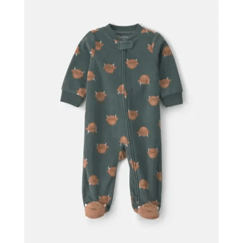 Baby Boy Farm Fleece 2-Way Zip Sleep & Play Pajamas - Green | Carter's