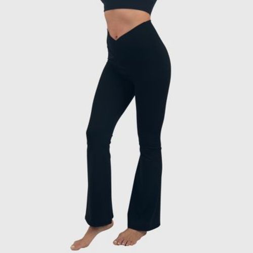 Alpine Swiss Leila Womens Flare Leggings High Waisted Crossover V Waist Buttery Soft Tummy Control Yoga Pants Not See Through Workout Bootcut Tights