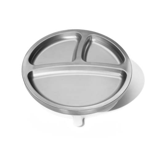 Baby Round Divided Plate | Stainless Steel & Silicone