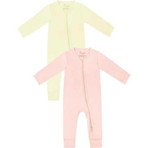 Jimonda Baby Romper Boys Girls Bamboo Pajamas 2-Way Zipper Footless Unisex Long Sleeve Sleepers Sleep and Play 0-24 Months