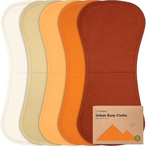Organic Burp Cloths Baby Boy & Girl - 5-Pack Super Absorbent Cotton Burping Cloths for Babies, Soft & Plush Newborn Spit Up Rags, Infant Towels for Milk Spit Up, Unisex, Large 53cm x 25cm (Sahara)
