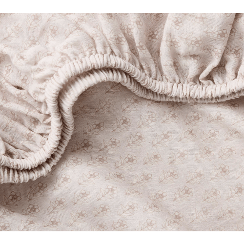 Supersoft Buttercup Block Print Organic Cotton Gauze Baby Crib Fitted Sheet