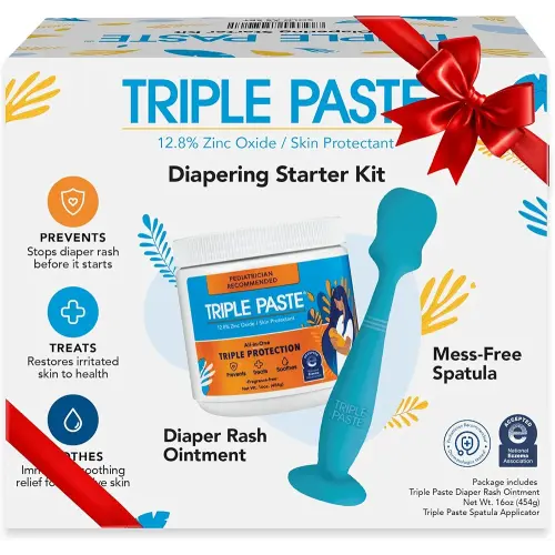 Triple Paste Diaper Rash Cream for Baby & Baby Spatula Bundle - 16 oz Zinc Oxide Ointment and Spatula Treatment, Soothe and Prevent Rash with a Pediatrician-Recommended Hypoallergenic Formula