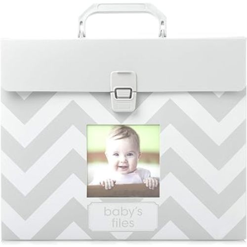 Baby File Keeper Organizer, Gray Chevron, Newborn Baby Document Organizer, Durable File Folder