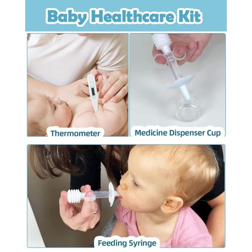 Baby Grooming and Health Kit, Lictin 15 in 1 Safety Care Set, Newborn Nursery Health Care Set with Hair Brush,Comb,Nail Clippers and More for Newborn Infant Toddlers Baby Boys Girls - Blue
