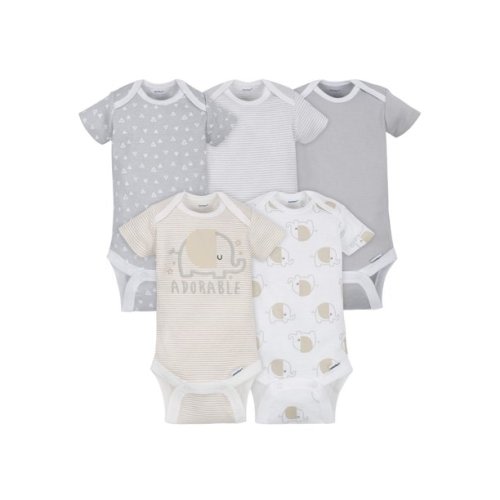 Gerber Baby Boy or Girl Gender Neutral Onesies Short Sleeve Bodysuits, 5-Pack