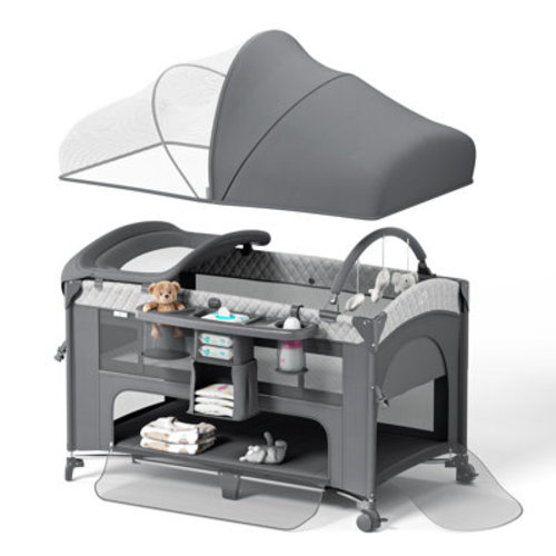 4-in-1 Convertible Baby Playard with Bassinet Bedside Sleeper, Changing Table & Mosquito Net | Wayfair
