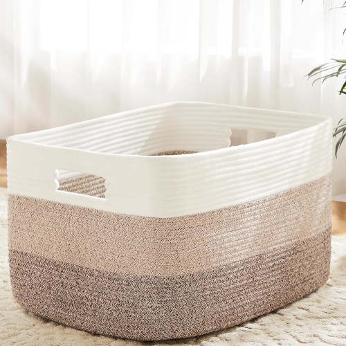 Blanket Basket,Rectangle Woven Baskets for Storage,30L Laundry Basket for Decorative Nursery Blanket,Toys,Dirty Clothes and Magazine in Shelves,Baby Room,and Living Room