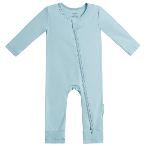 PurComfy Baby Long Sleeve Romper Jumpsuit, Premium Soft Rayon One Piece Pajamas Boy Girl 2-Way Zipper Coverall Sleeper