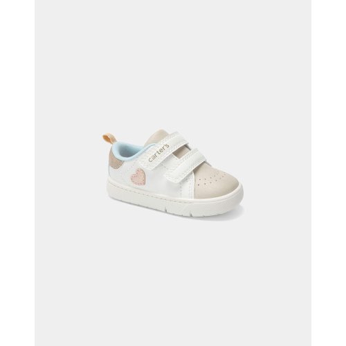 Baby Girl Every Step® First Walker Heart Casual Shoes - White/Tan | Carter's