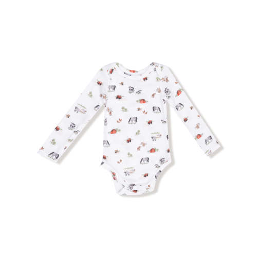 Ribbed Long Sleeve Bodysuit, Little Farm