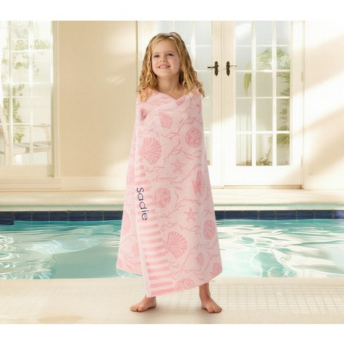 Seashells Plush Jacquard Kid Beach Towel UPF 50+