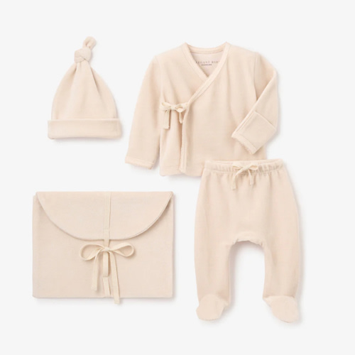 Taupe Velour Layette Set – Elegant Baby