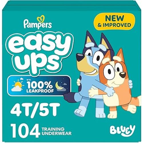 Pampers Training Pants - Easy Ups Boys & Girls Bluey - Size 4T-5T, 104 Count, Children's Potty Underwear (Packaging May Vary)