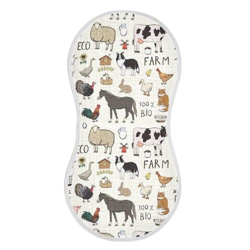 Kigai Farm Animals Muslin Baby Burp Cloths - Super Absorbent and Soft Burping Rags - Cotton Burp Clothes Set for Boys and Girls, 2 Pack